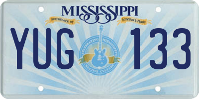 MS license plate YUG133