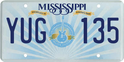 MS license plate YUG135