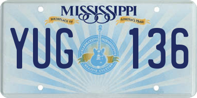 MS license plate YUG136