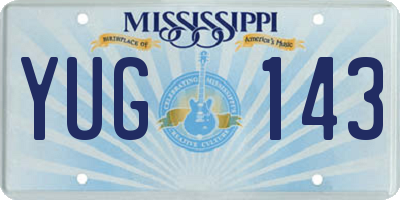 MS license plate YUG143
