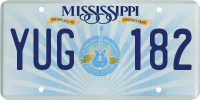 MS license plate YUG182
