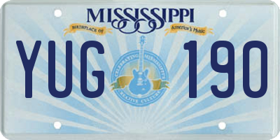 MS license plate YUG190