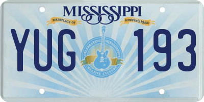 MS license plate YUG193
