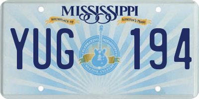 MS license plate YUG194