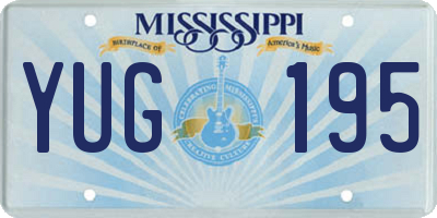 MS license plate YUG195