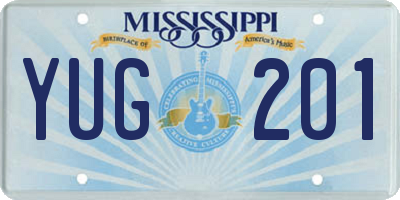 MS license plate YUG201
