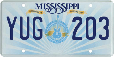 MS license plate YUG203