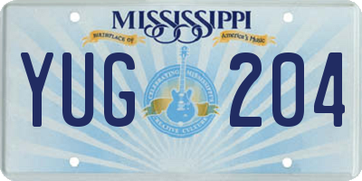 MS license plate YUG204