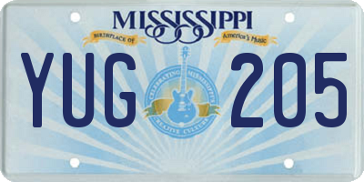 MS license plate YUG205