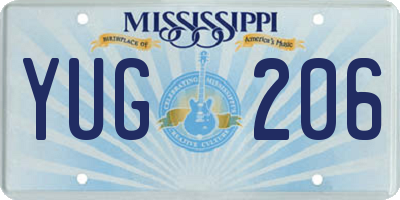 MS license plate YUG206
