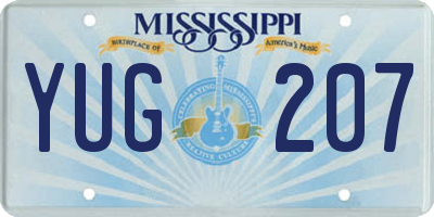 MS license plate YUG207