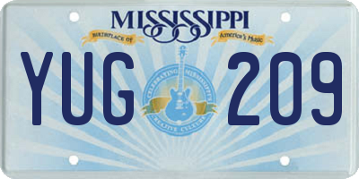 MS license plate YUG209
