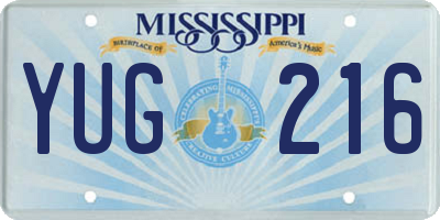 MS license plate YUG216