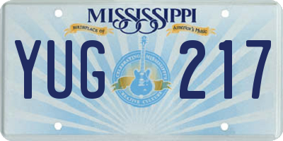 MS license plate YUG217