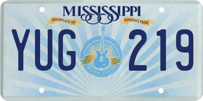 MS license plate YUG219