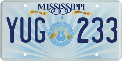MS license plate YUG233