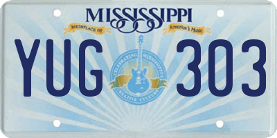 MS license plate YUG303