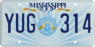 MS license plate YUG314