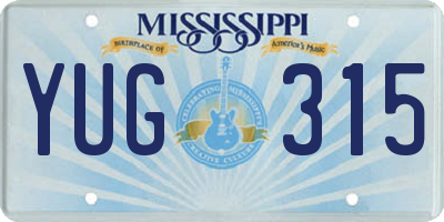 MS license plate YUG315