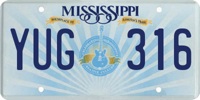 MS license plate YUG316