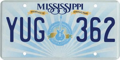 MS license plate YUG362