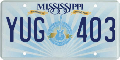 MS license plate YUG403