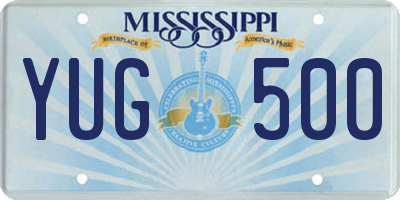MS license plate YUG500