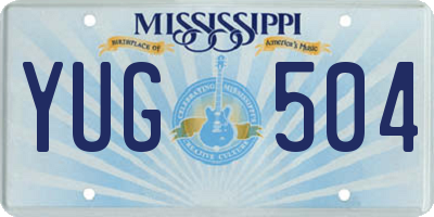 MS license plate YUG504