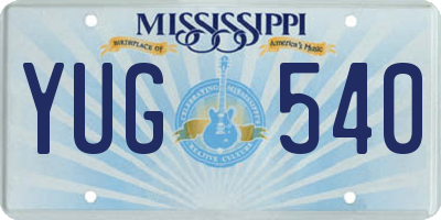 MS license plate YUG540