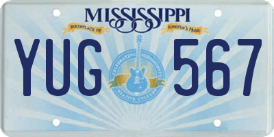 MS license plate YUG567