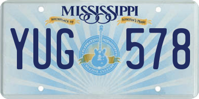 MS license plate YUG578