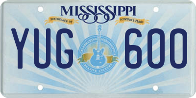 MS license plate YUG600