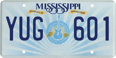 MS license plate YUG601