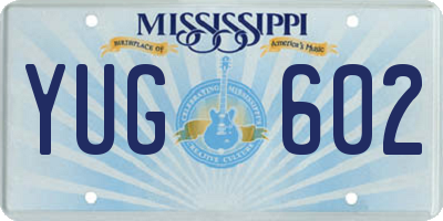MS license plate YUG602