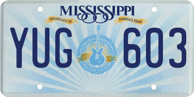 MS license plate YUG603