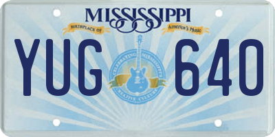 MS license plate YUG640