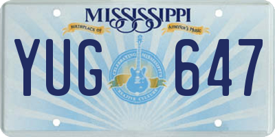 MS license plate YUG647
