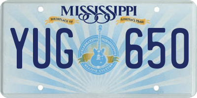 MS license plate YUG650