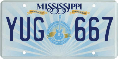 MS license plate YUG667