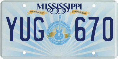 MS license plate YUG670