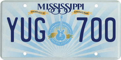 MS license plate YUG700