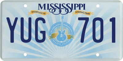MS license plate YUG701