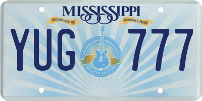 MS license plate YUG777