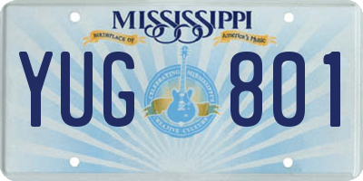 MS license plate YUG801
