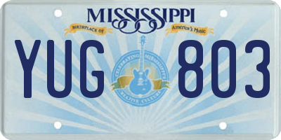 MS license plate YUG803