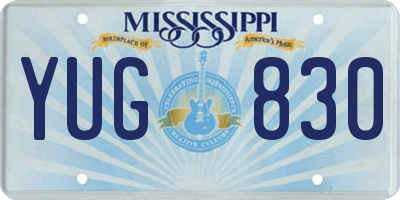 MS license plate YUG830