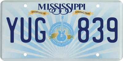 MS license plate YUG839
