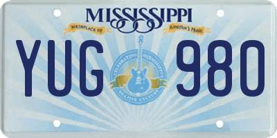 MS license plate YUG980