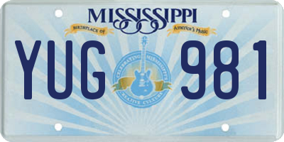 MS license plate YUG981