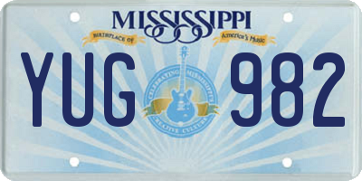 MS license plate YUG982
